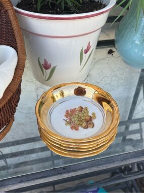 Beautiful Vintage Porcelain Plates By Foreign  Gold Lined